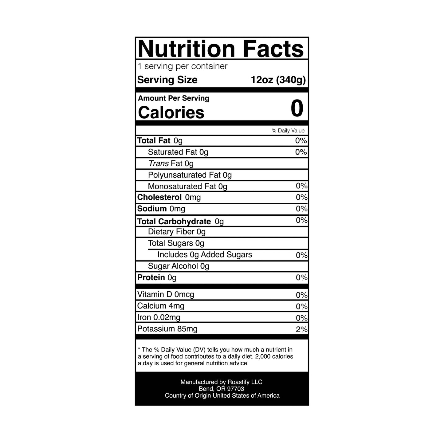 Machismo Plus  Morning Blend (Dark French Roast)  12oz. - nutrition facts