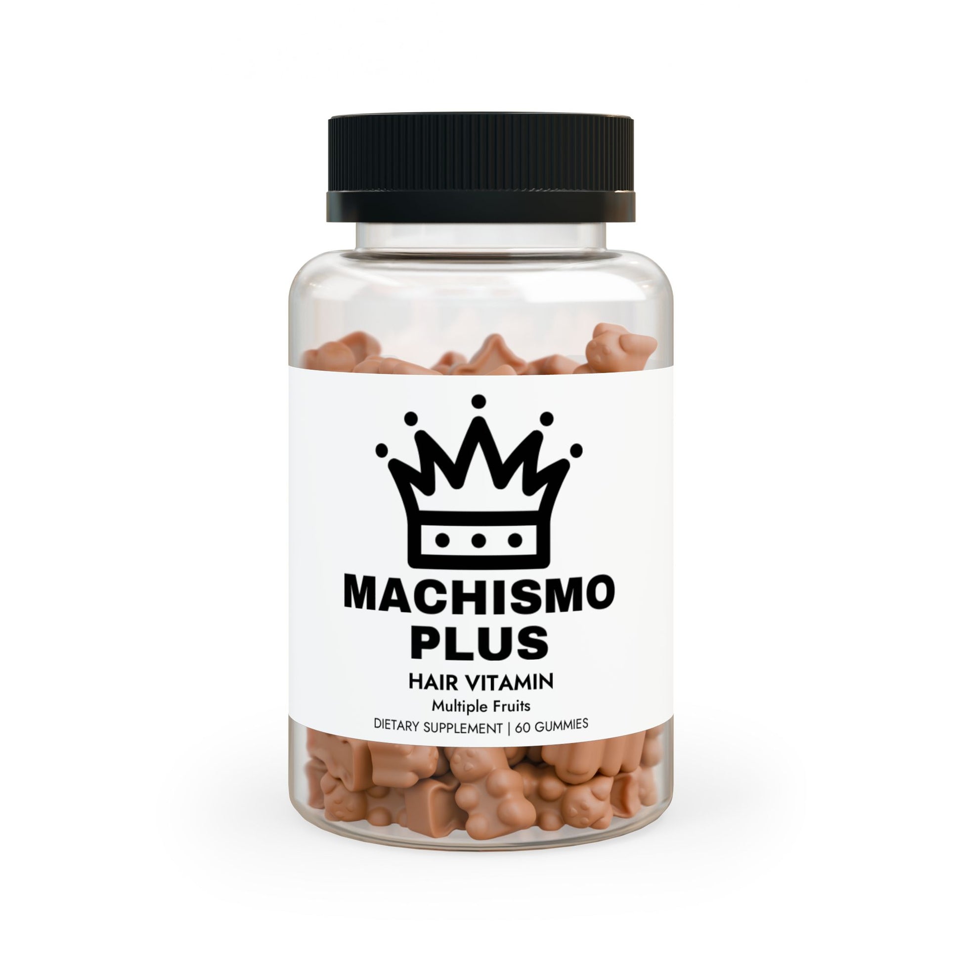 Front view of the Machismo Plus Hair Vitamin Gummies bottle